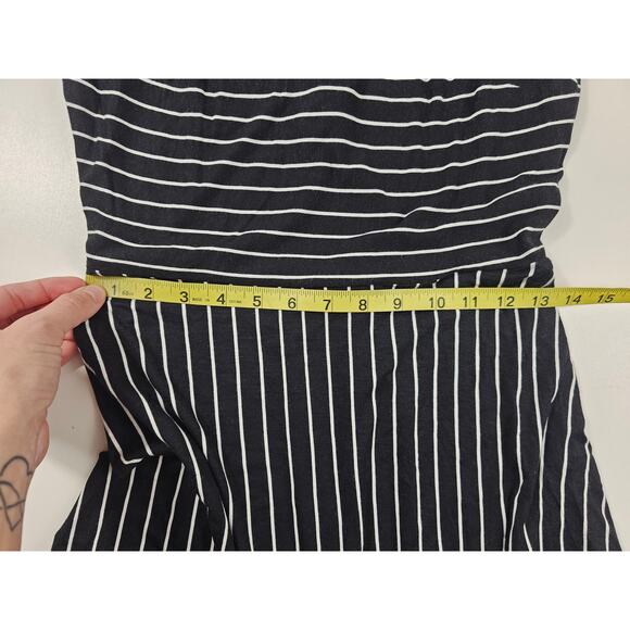 NWT size 2 black white stripes knit open knot back stretch midi summer beach - Picture 6 of 7